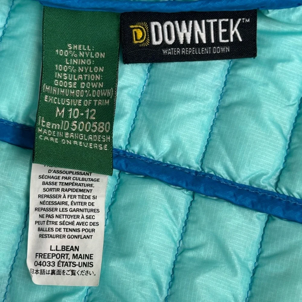 LL Bean Double Up Outer Wear Down Downtek 650 Blue Unisex Puffer Jacket 10-12
